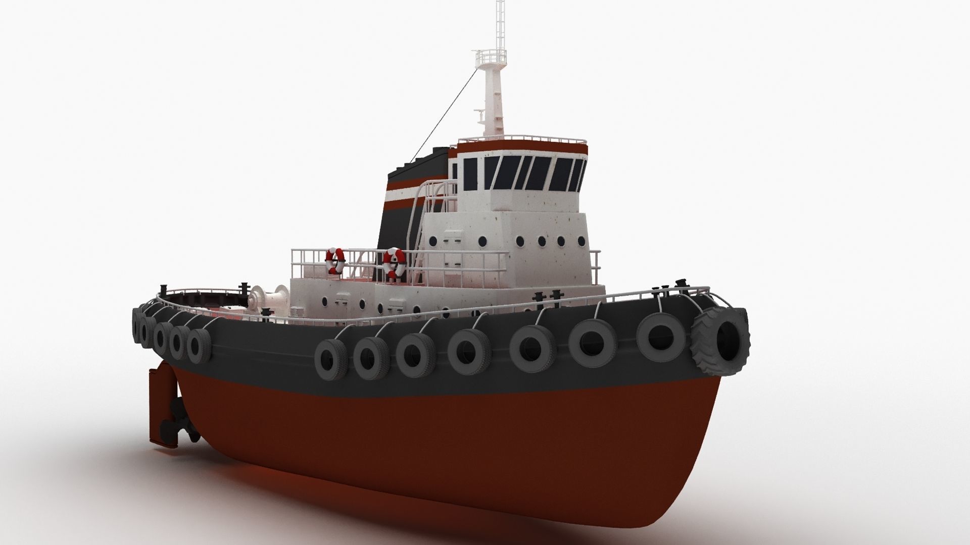 Towboat Tugboat  Low-poly 3D model_4