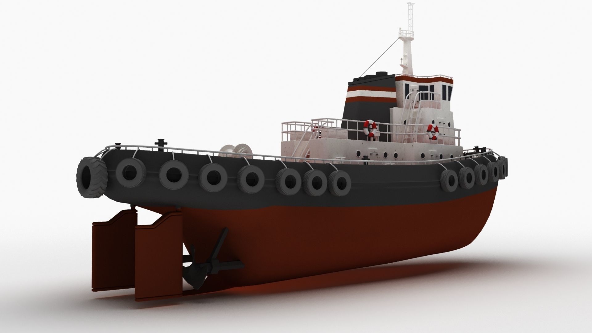 Towboat Tugboat  Low-poly 3D model_3