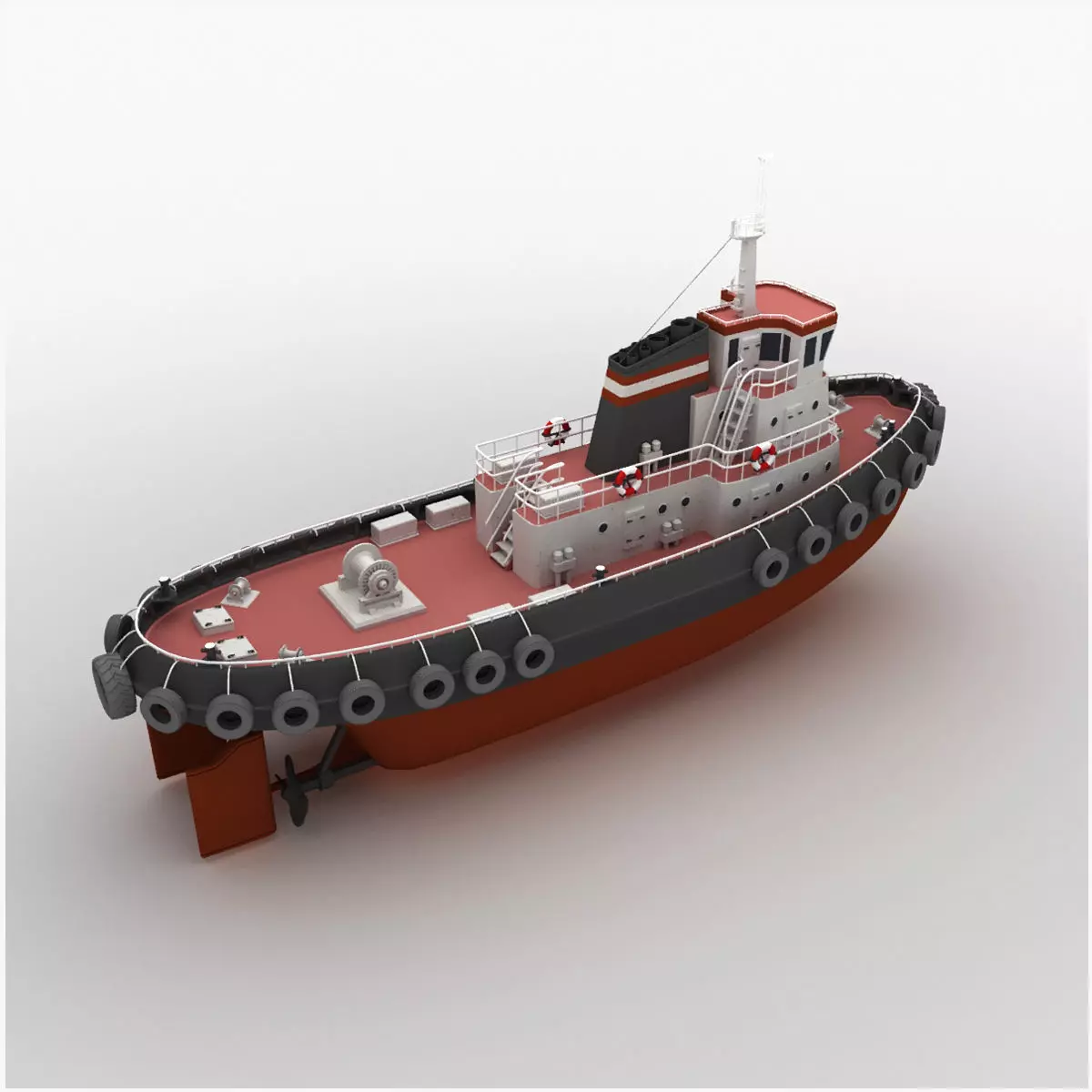 Towboat Tugboat  Low-poly 3D model_0