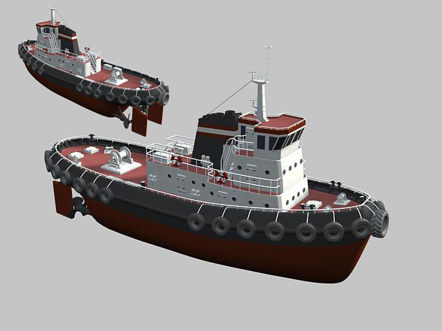 Towboat Tugboat  Low-poly 3D model_19