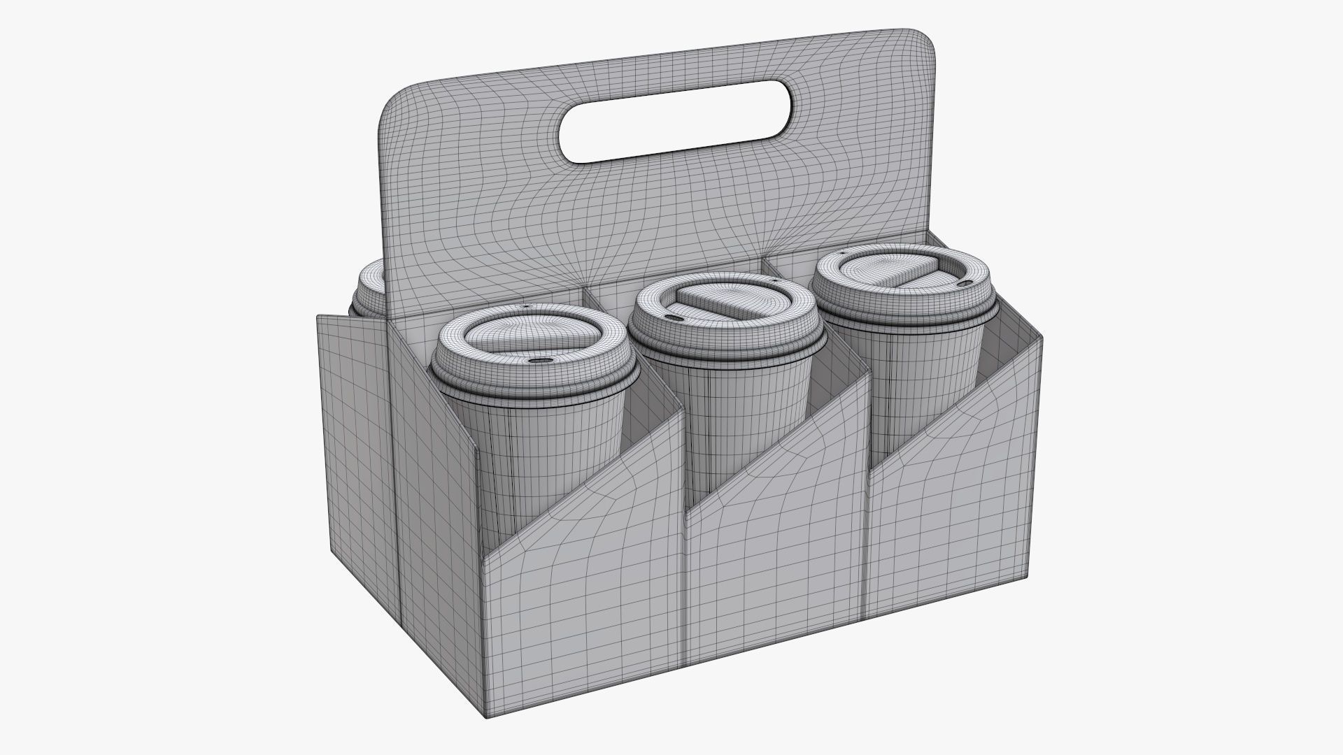 Recycled paper coffee cup lid and holder 01 3D model_10