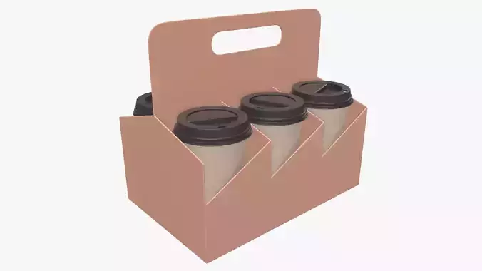 Recycled paper coffee cup lid and holder 01 3D model