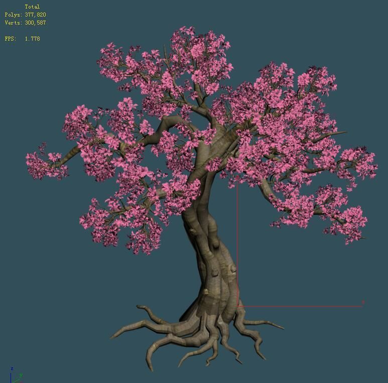 Forest - Peach Blossom Tree 04 3D model_5