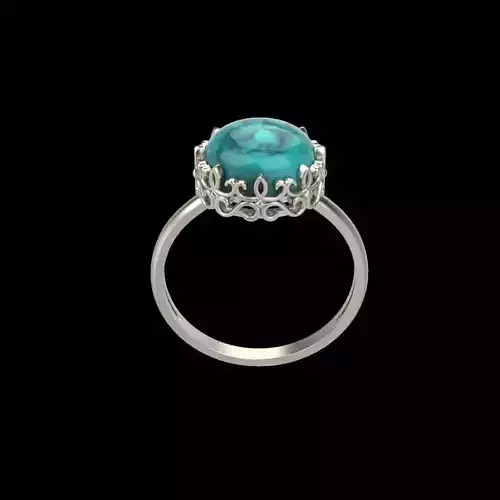Women ring with cabochon 3dm stl vintage 3D print model