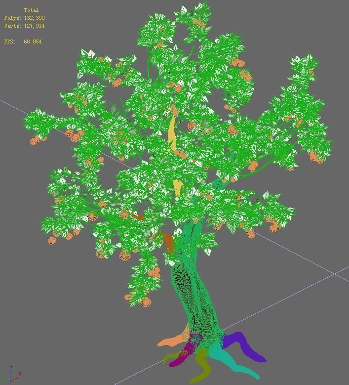 Woods - orange trees 3D model_4