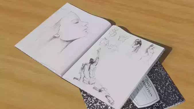 Drawing Book for Blender Free low-poly 3D model