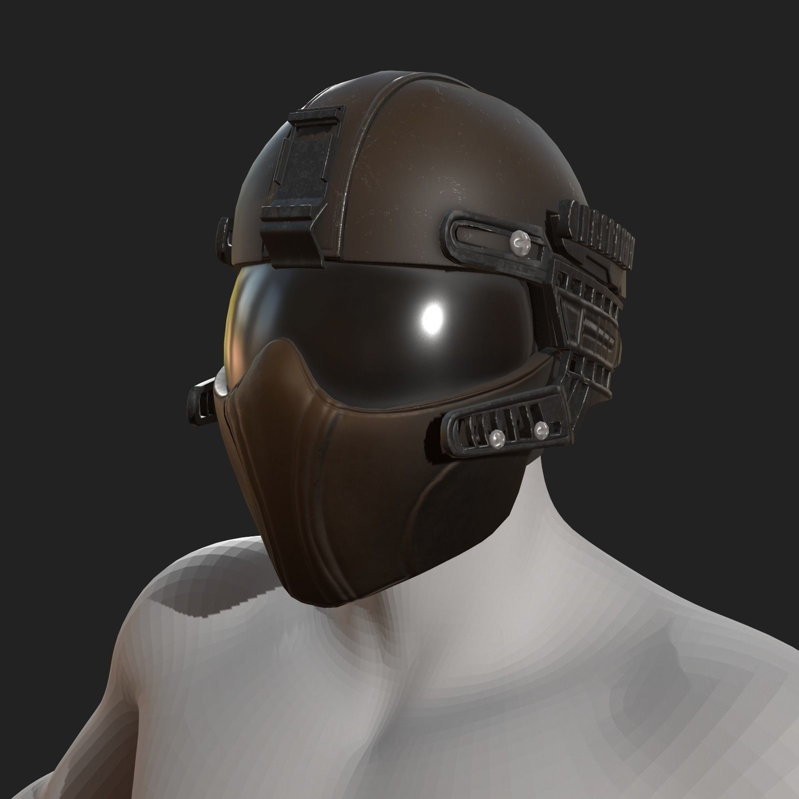 Helmet scifi military combat cyborg armor develop fantasy  Low-poly 3D model_6