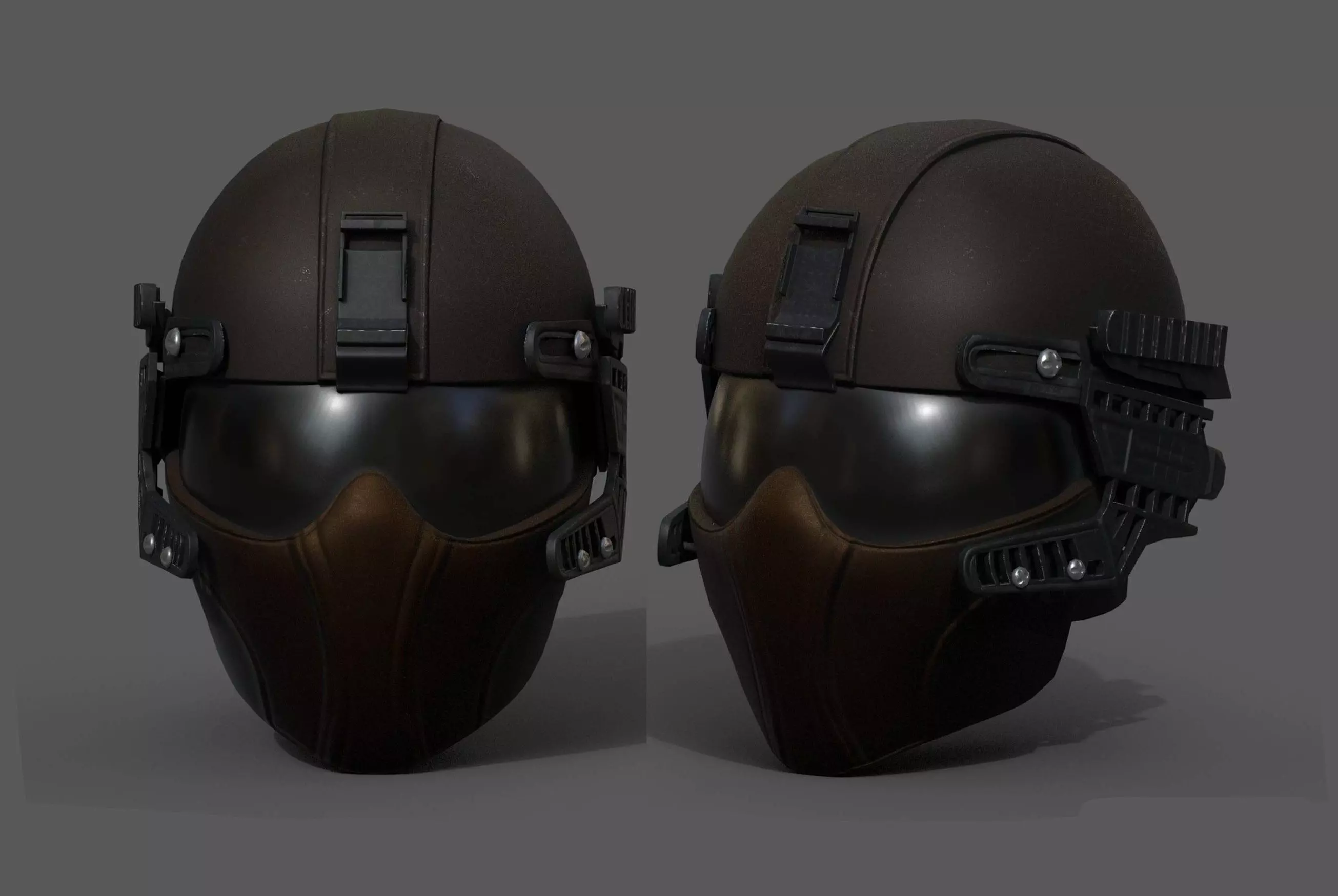 Helmet scifi military combat cyborg armor develop fantasy  Low-poly 3D model_0