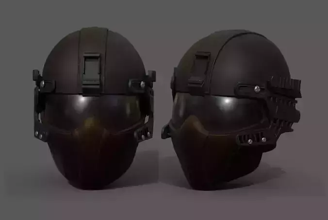 Helmet scifi military combat cyborg armor develop fantasy  Low-poly 3D model