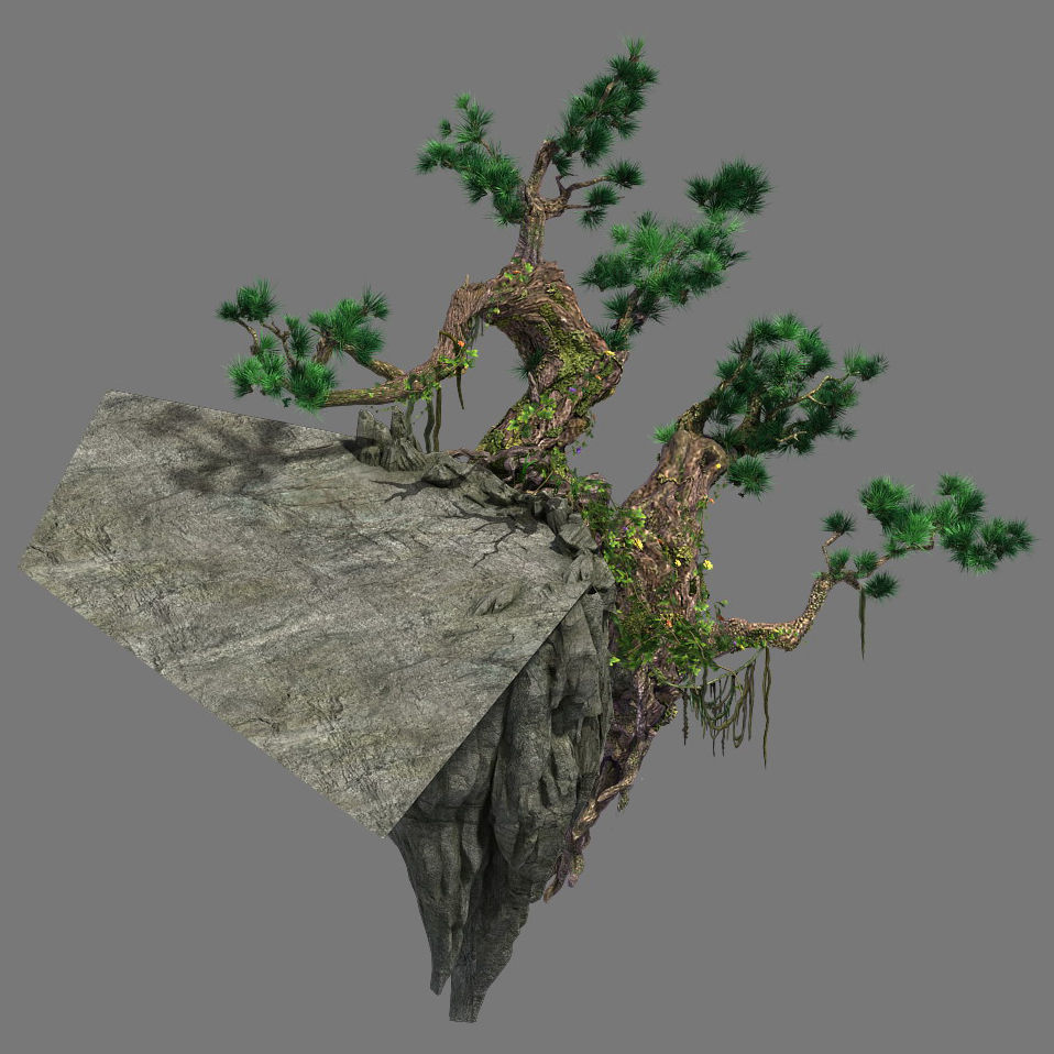 Cliff side - pine 3D model_3