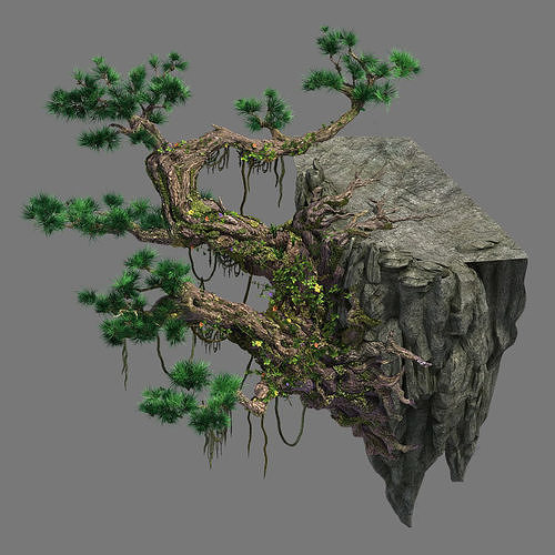 Cliff side - pine 3D model