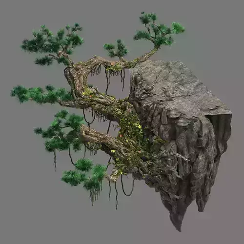 Cliff side - pine 3D model