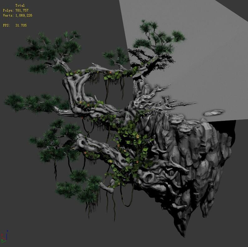 Cliff side - pine 3D model_6