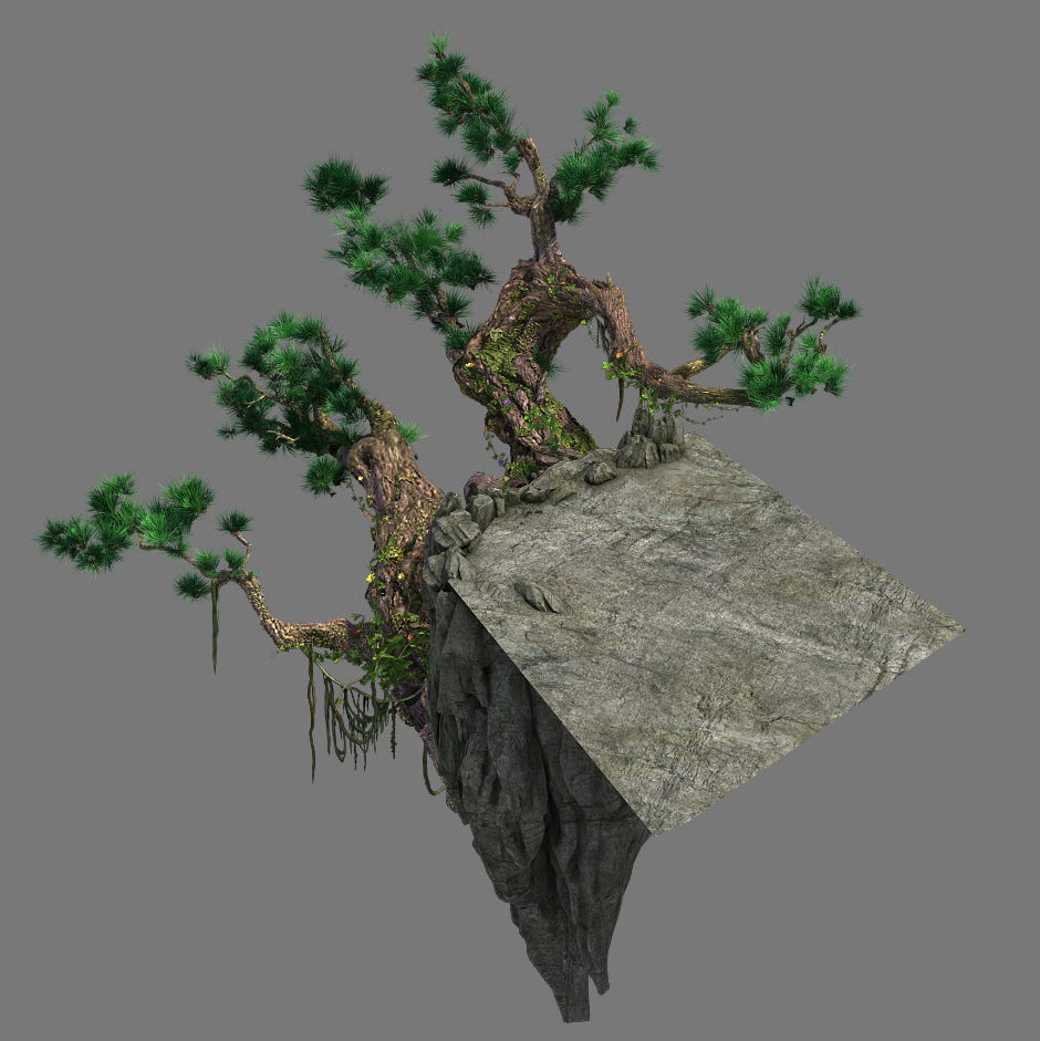 Cliff side - pine 3D model_2