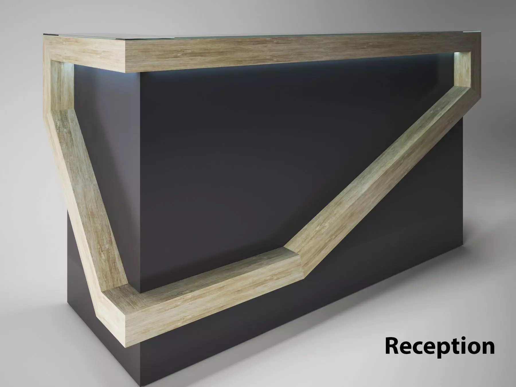 reception desk with wooden frame 3D model