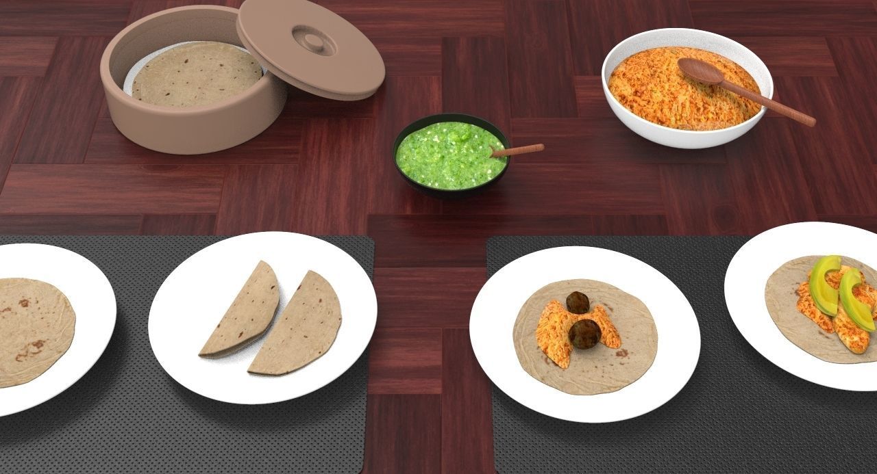 Mexican Tacos and Quesadillas Real maps Low-poly 3D model_10