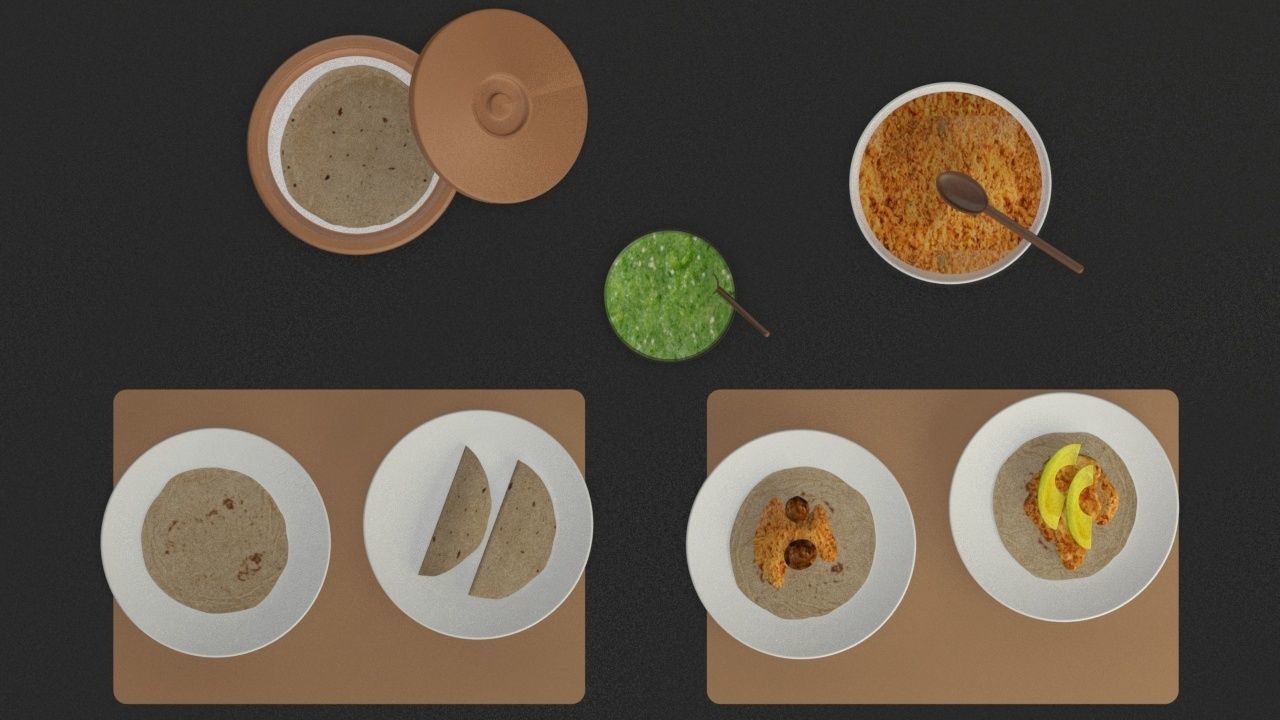 Mexican Tacos and Quesadillas Real maps Low-poly 3D model_4