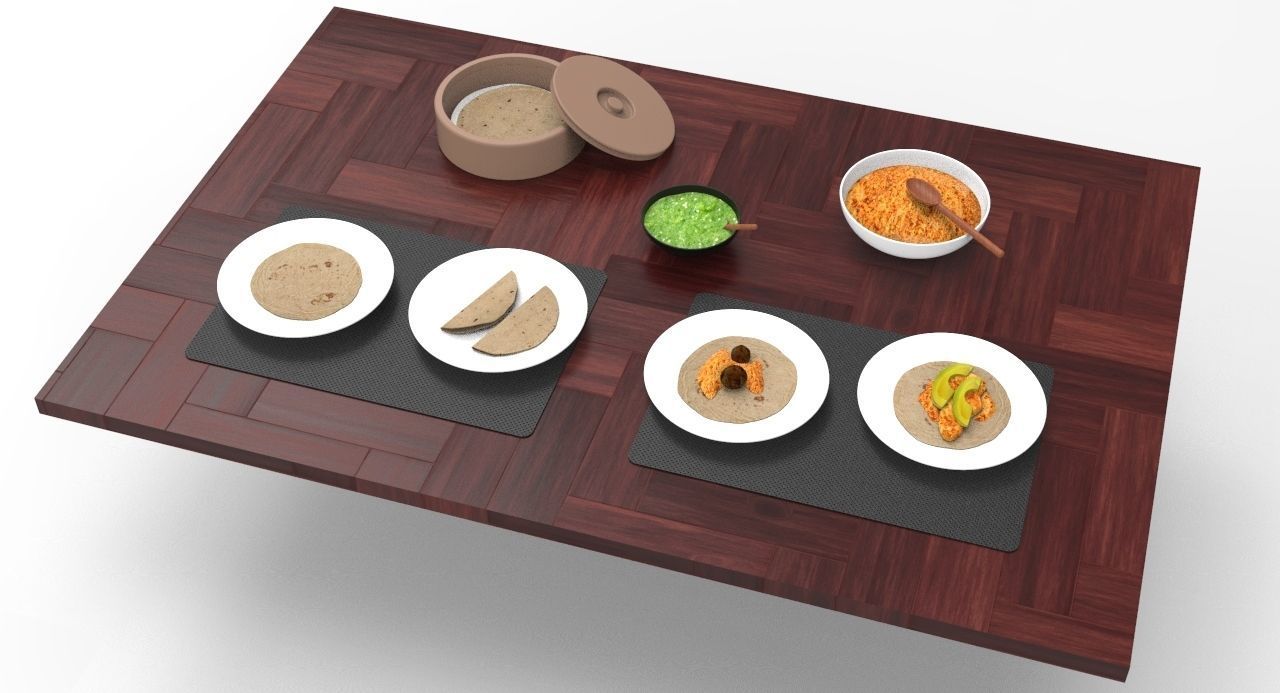 Mexican Tacos and Quesadillas Real maps Low-poly 3D model_13