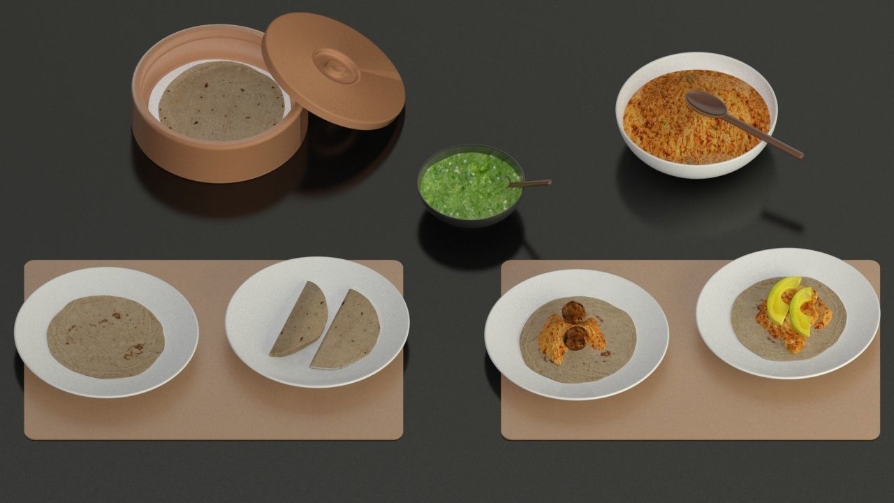 Mexican Tacos and Quesadillas Real maps Low-poly 3D model_1
