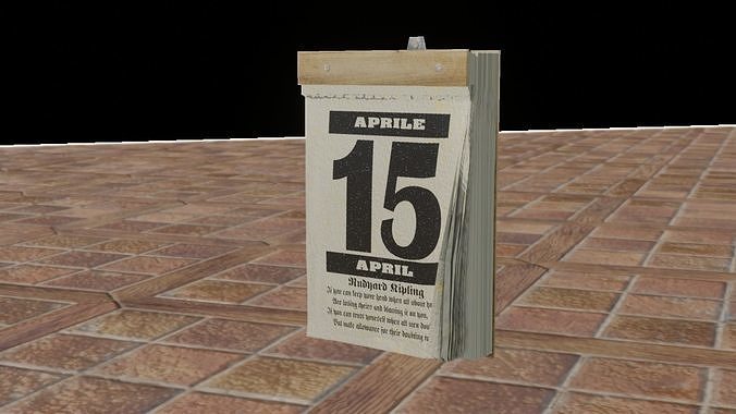 Old Calendar for Blender Free low-poly 3D model