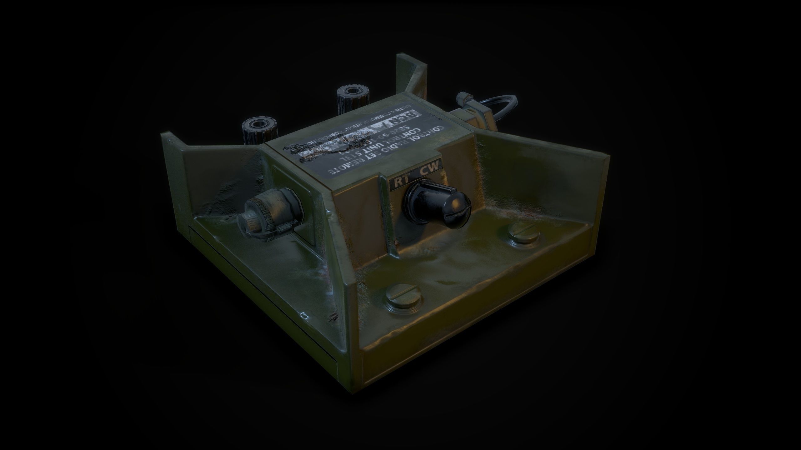 milatary radio Low-poly 3D model_2