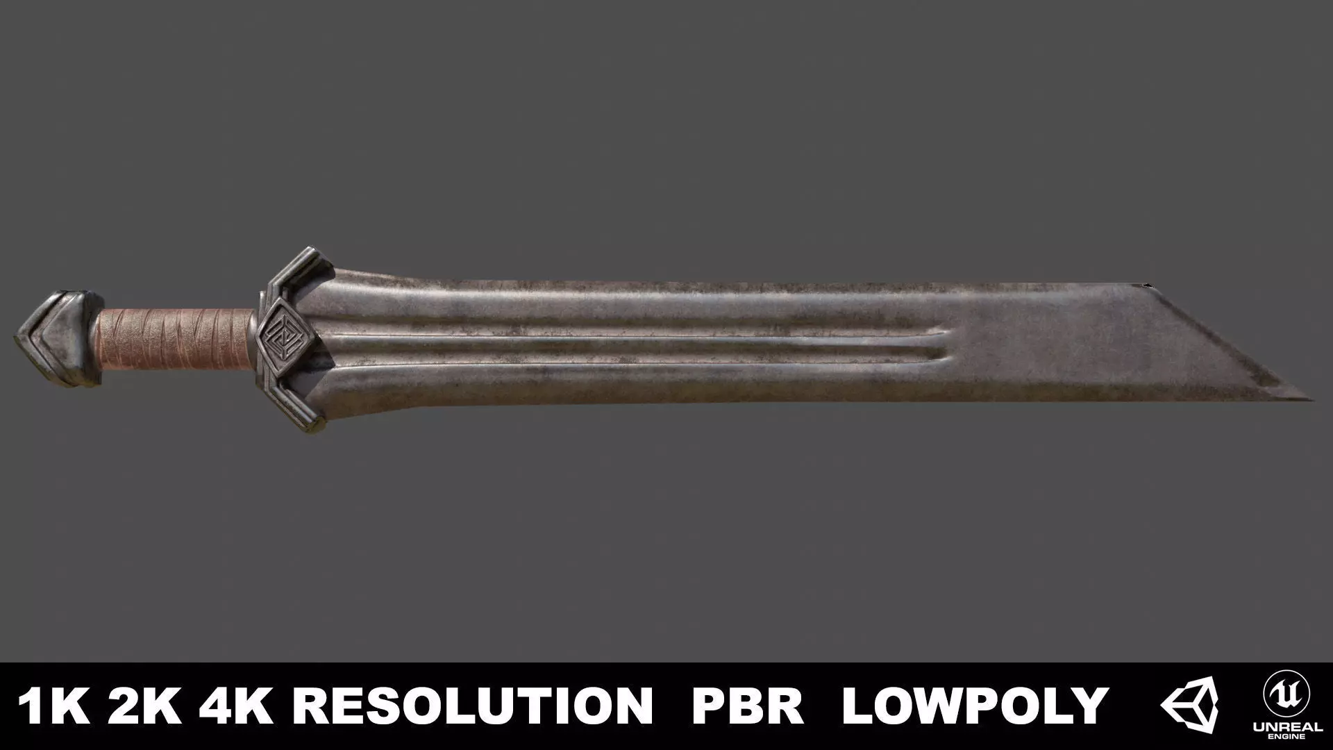 Dwarven Sword Low-poly 3D model_0