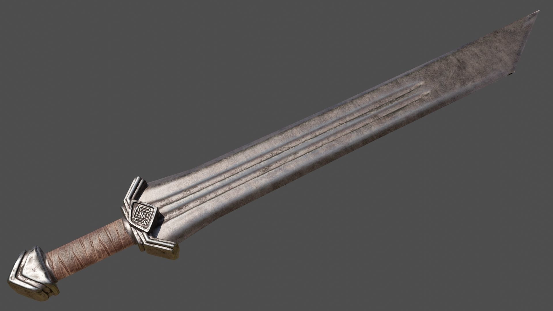 Dwarven Sword Low-poly 3D model_1