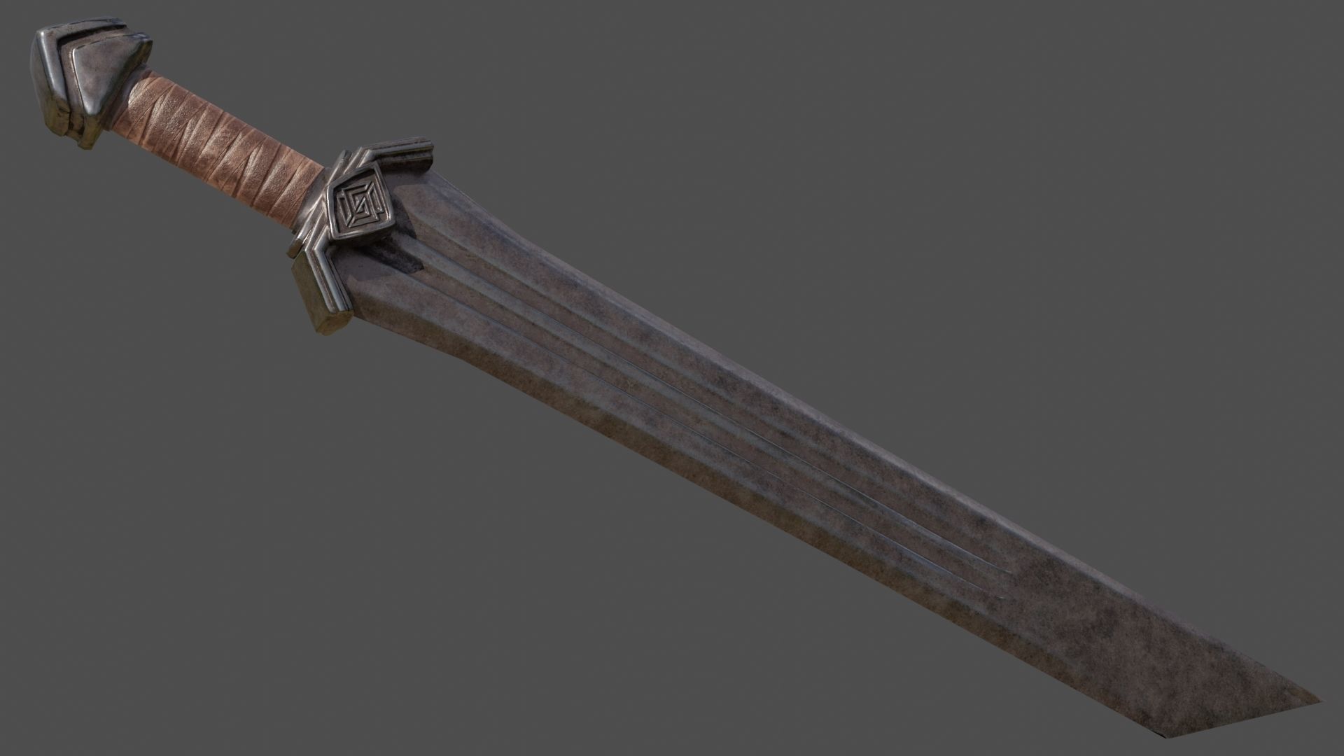 Dwarven Sword Low-poly 3D model_2