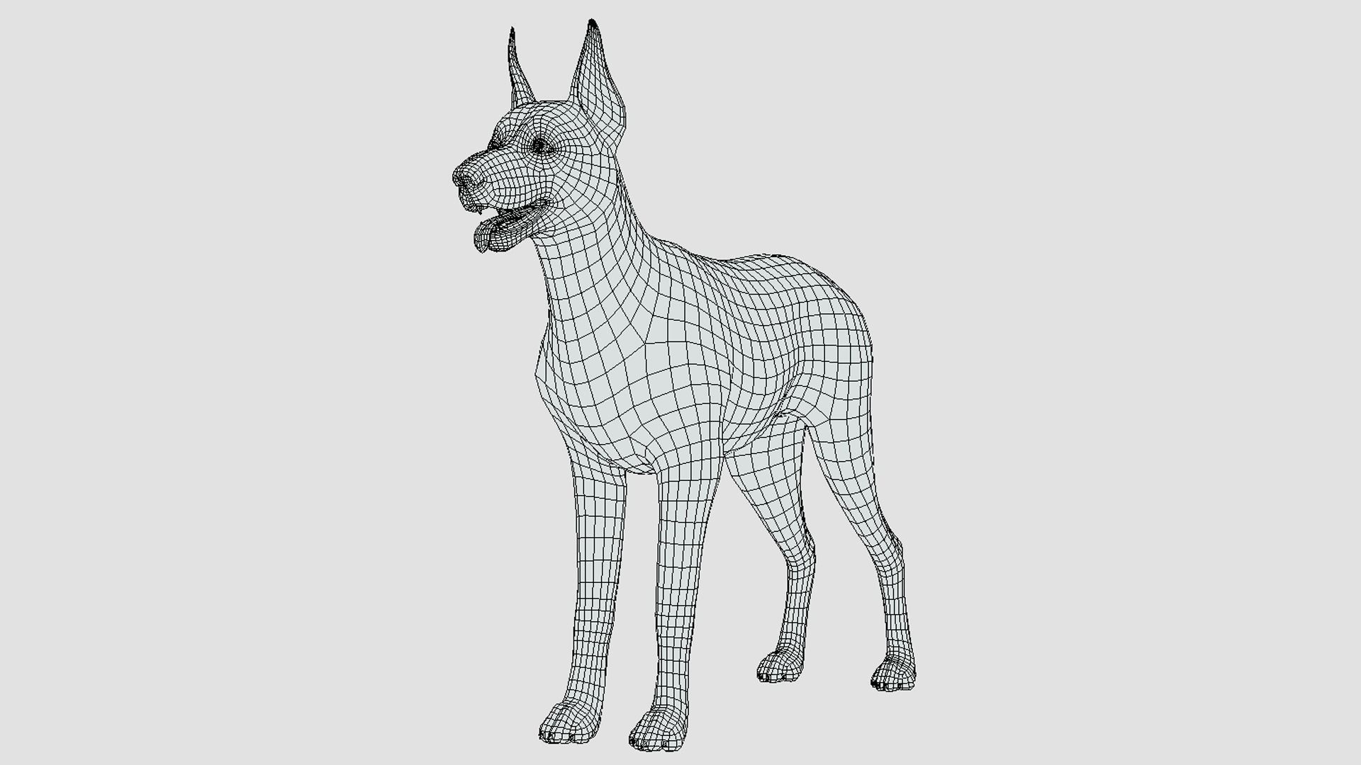 Cartoon Dog  - Doberman Low-poly 3D model_14