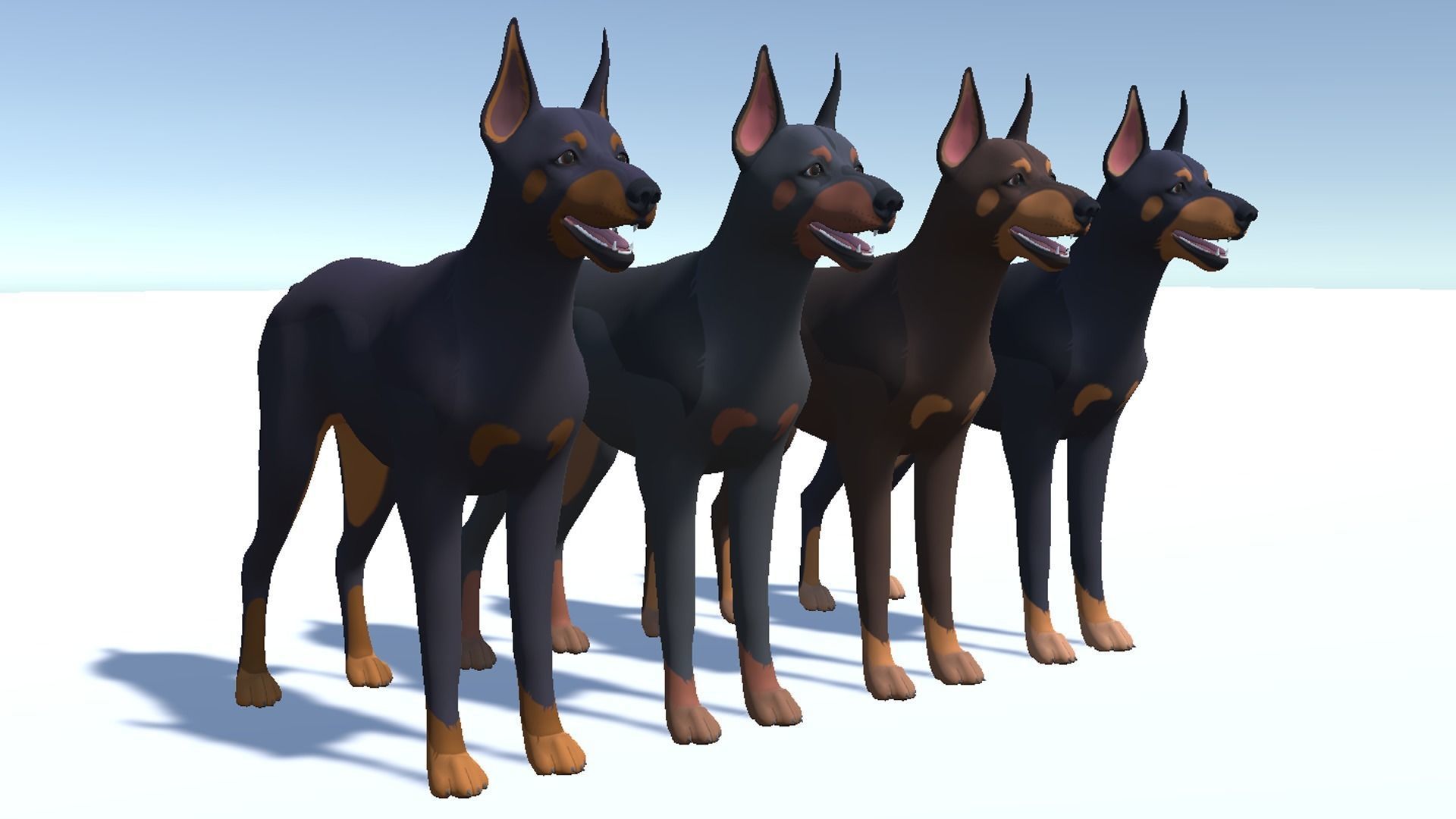 Cartoon Dog  - Doberman Low-poly 3D model_9