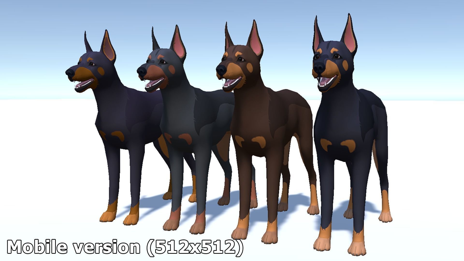 Cartoon Dog  - Doberman Low-poly 3D model_13