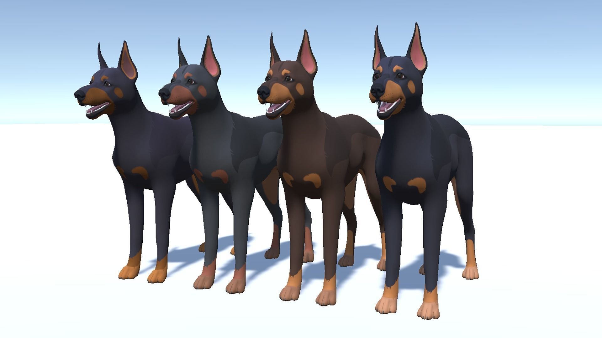 Cartoon Dog  - Doberman Low-poly 3D model_7