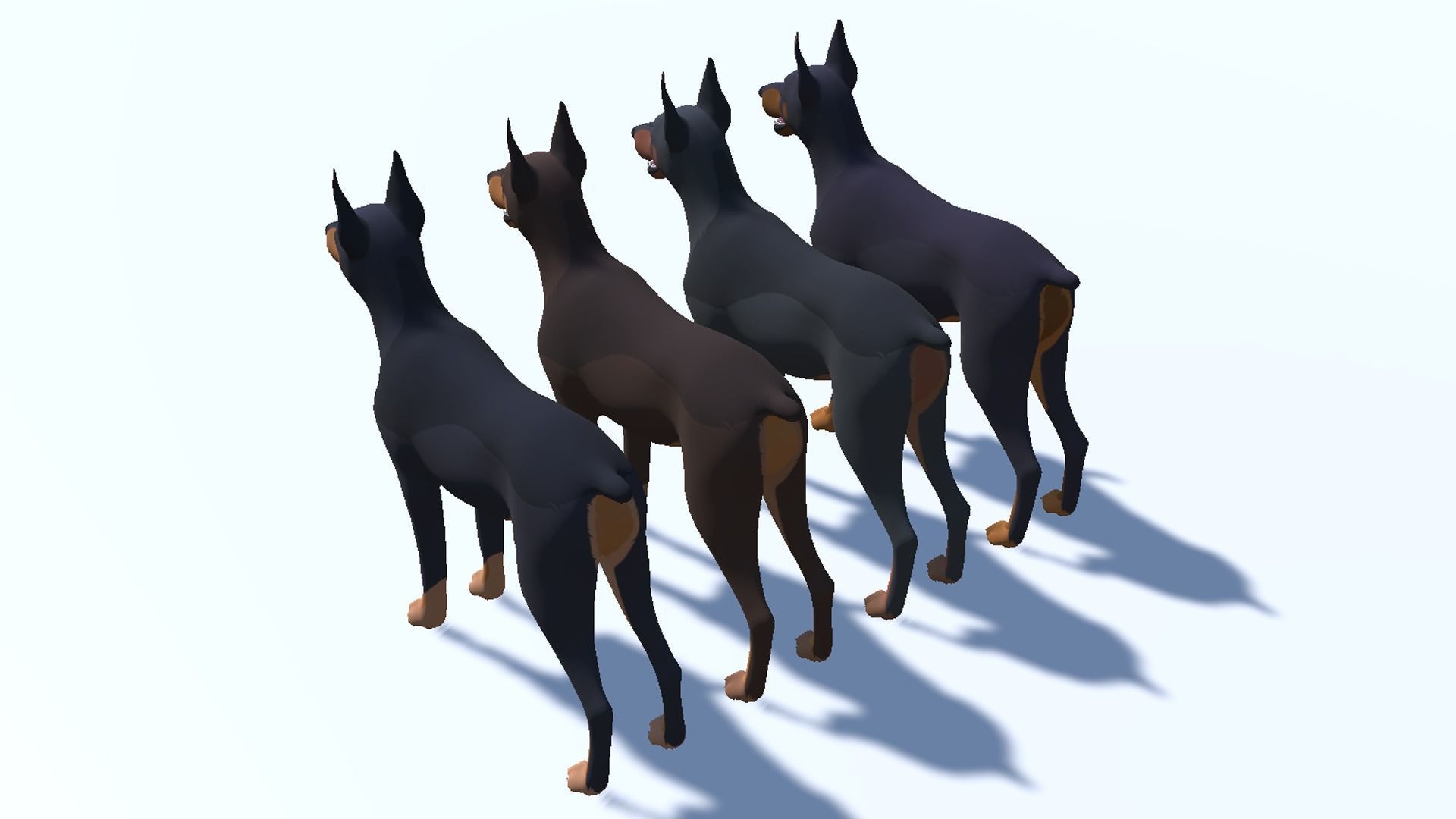 Cartoon Dog  - Doberman Low-poly 3D model_12