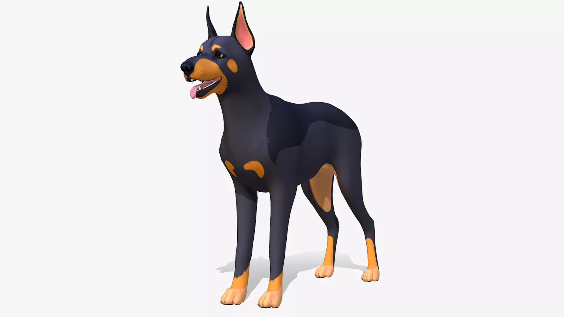 Cartoon Dog  - Doberman Low-poly 3D model_0