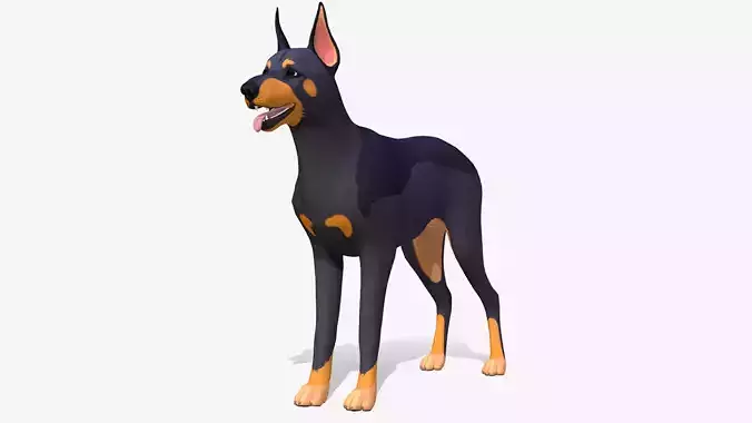 Cartoon Dog  - Doberman Low-poly 3D model