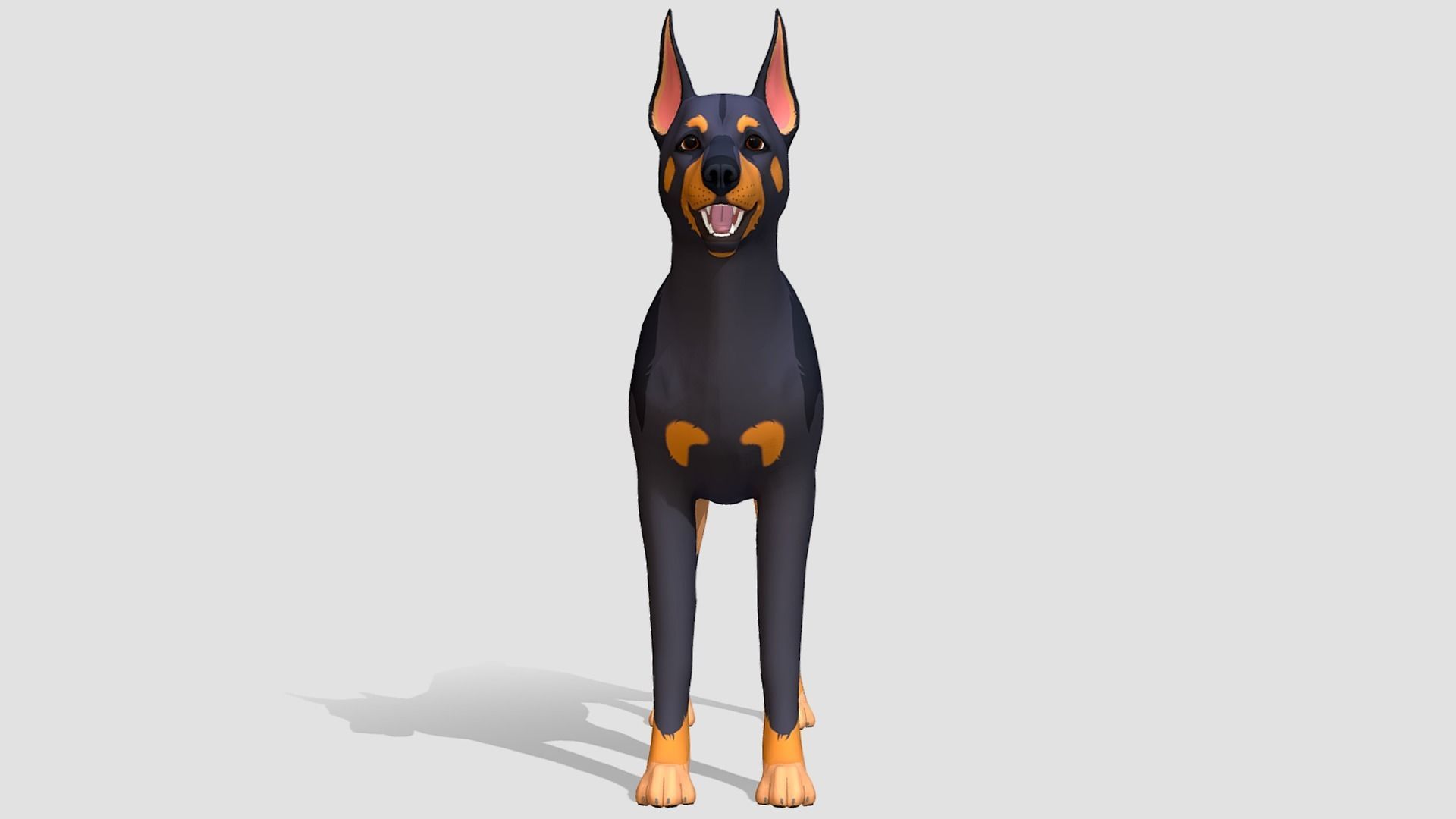 Cartoon Dog  - Doberman Low-poly 3D model_3
