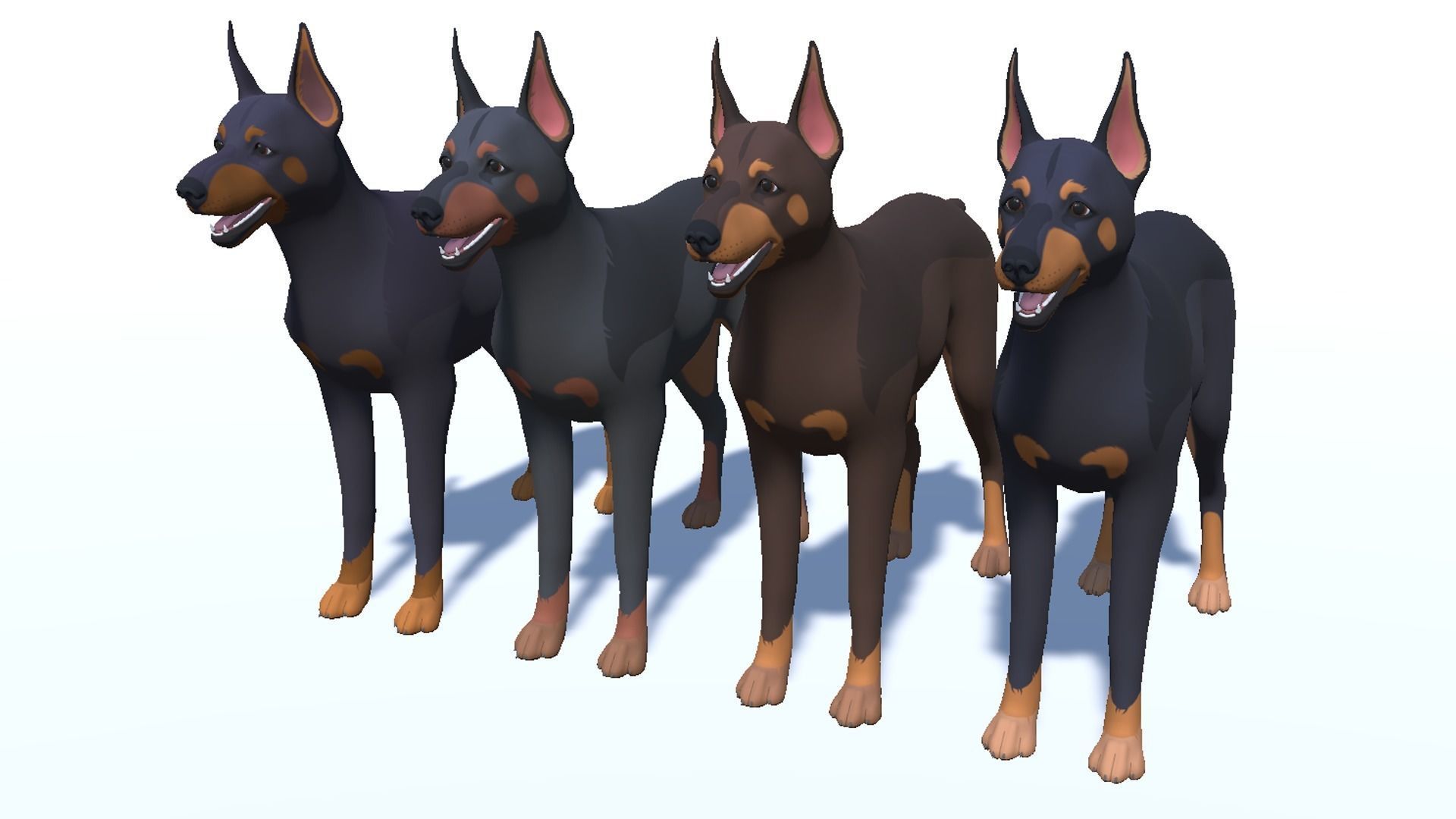 Cartoon Dog  - Doberman Low-poly 3D model_10