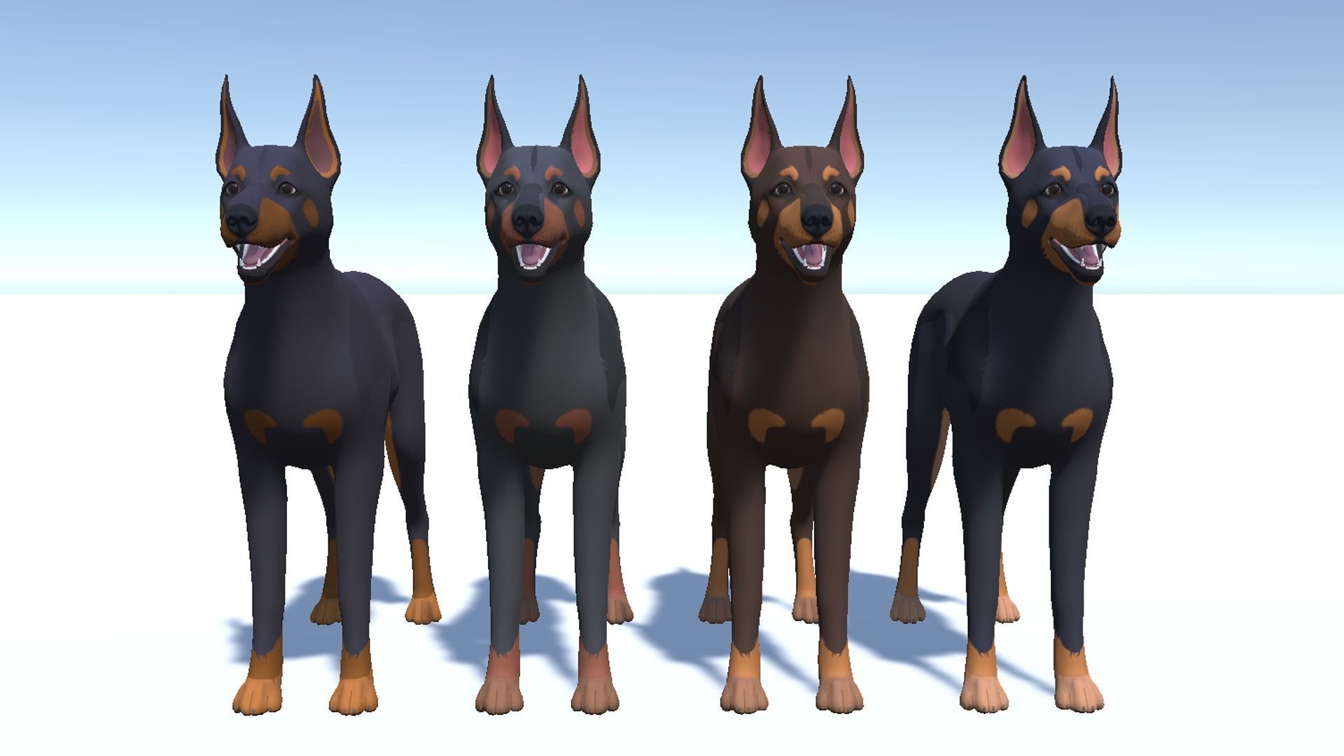 Cartoon Dog  - Doberman Low-poly 3D model_8
