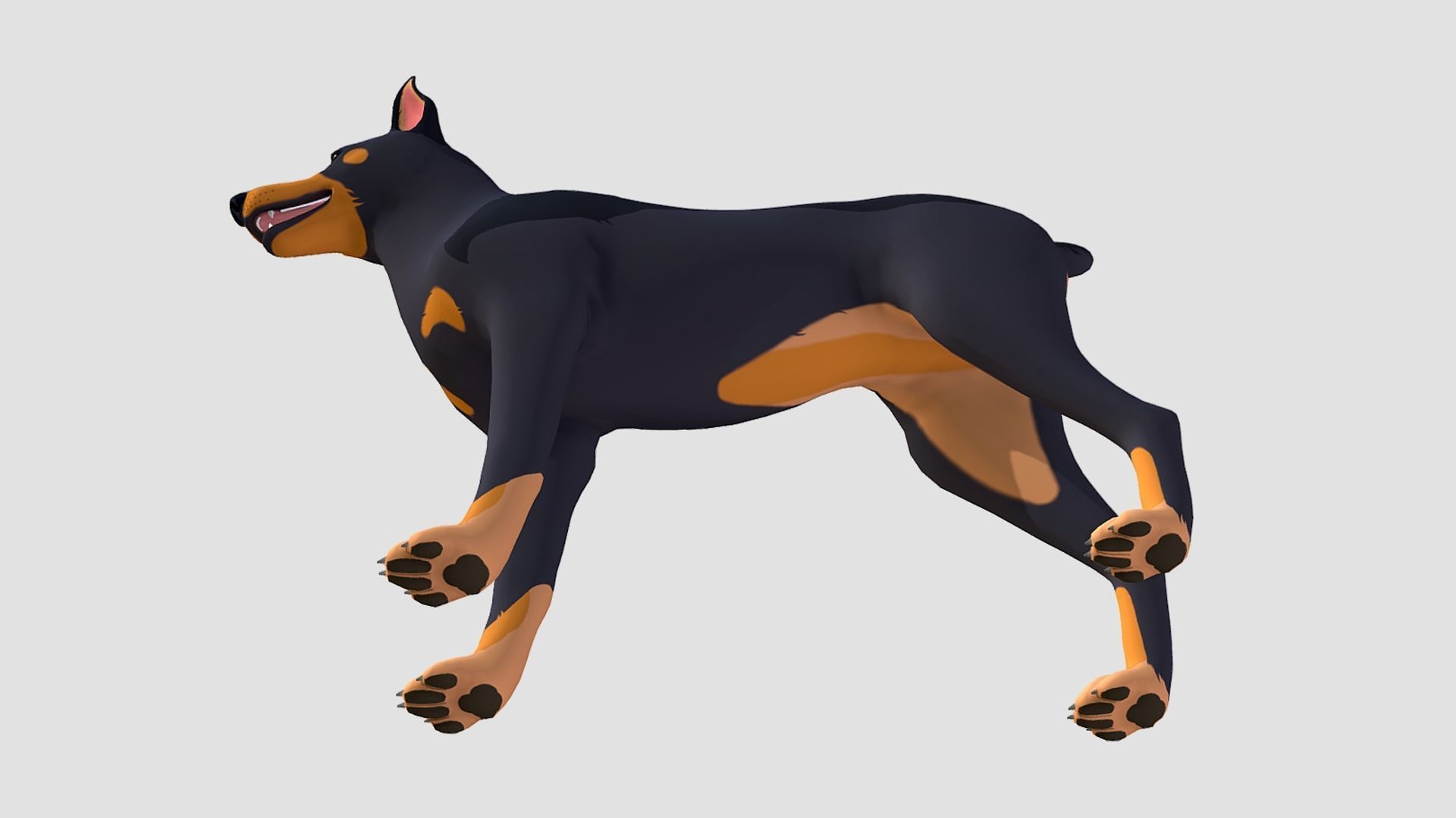 Cartoon Dog  - Doberman Low-poly 3D model_5