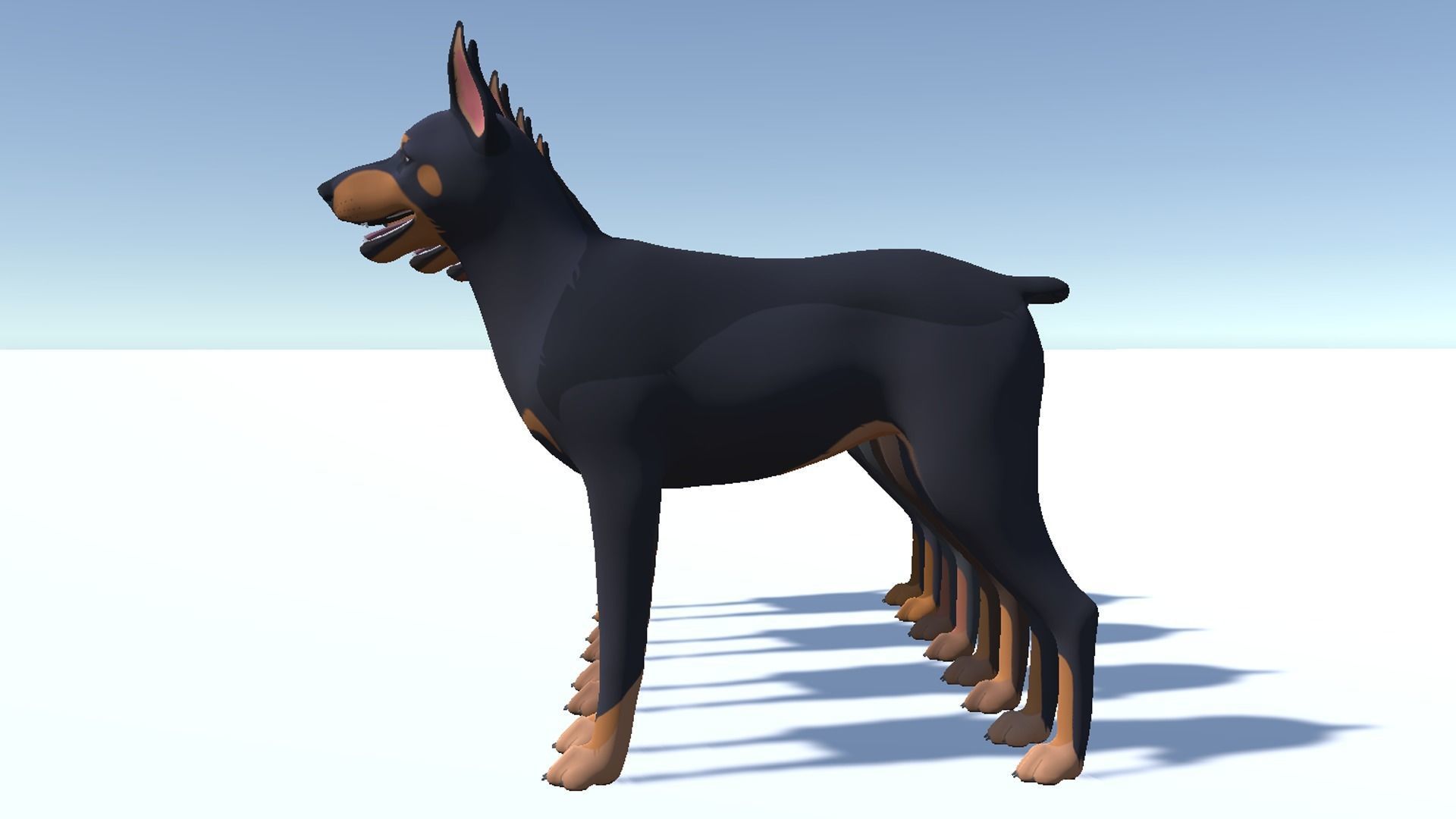 Cartoon Dog  - Doberman Low-poly 3D model_11