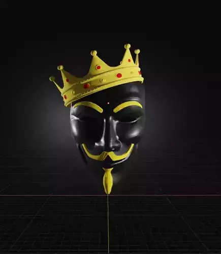 Anonymous Mask Black and Gold 3D model
