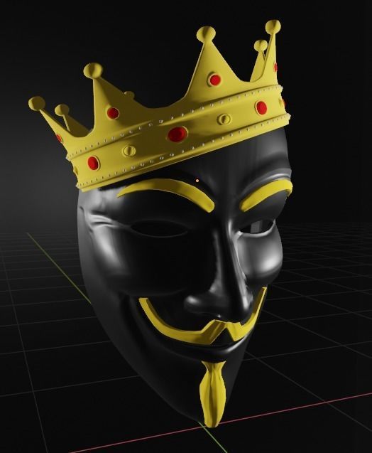 Anonymous Mask Black and Gold 3D model animated rigged | CGTrader
