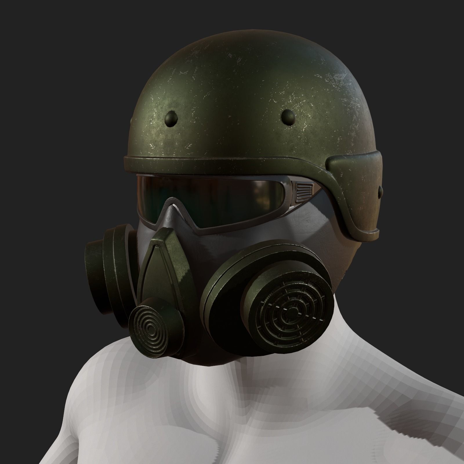 Helmet scifi gas mask futuristic technology cyborg artfiction  Low-poly 3D model_4