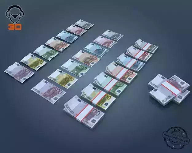 Euro Bill Collection 3D model