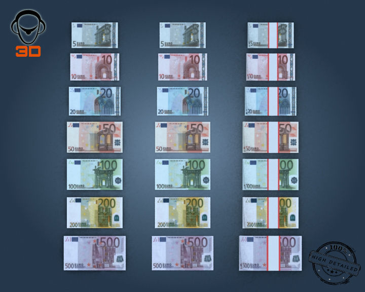 Euro Bill Collection 3D model_5
