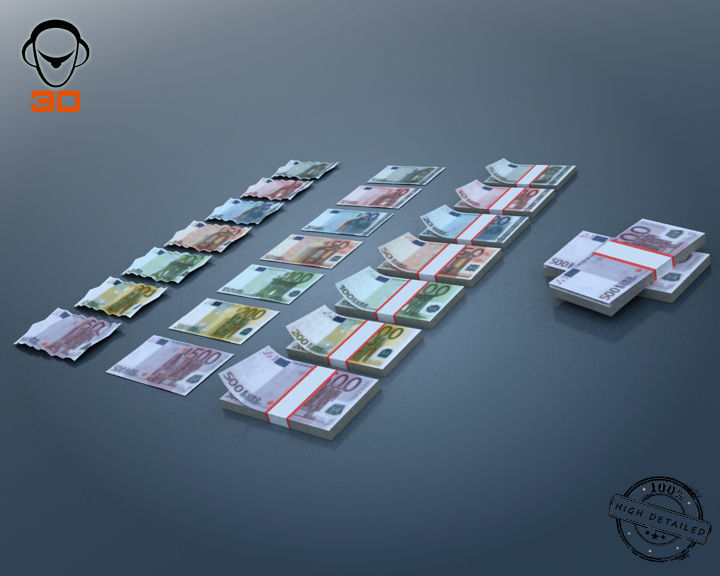 Euro Bill Collection 3D model_12