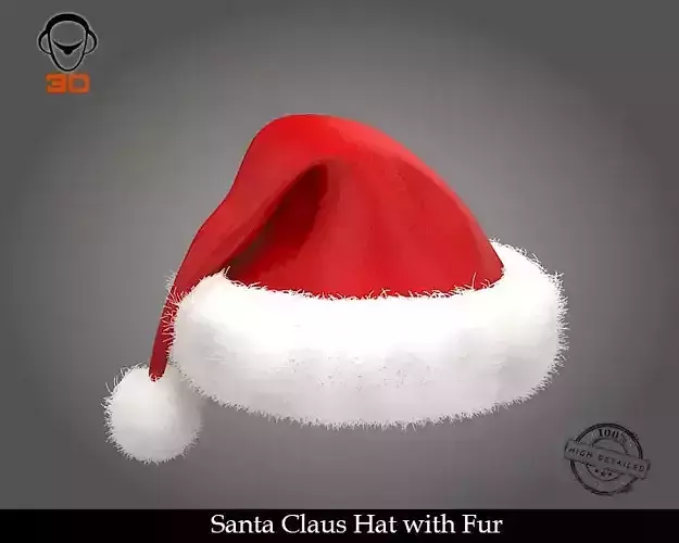 Santa Claus Hat with Fur 3D model