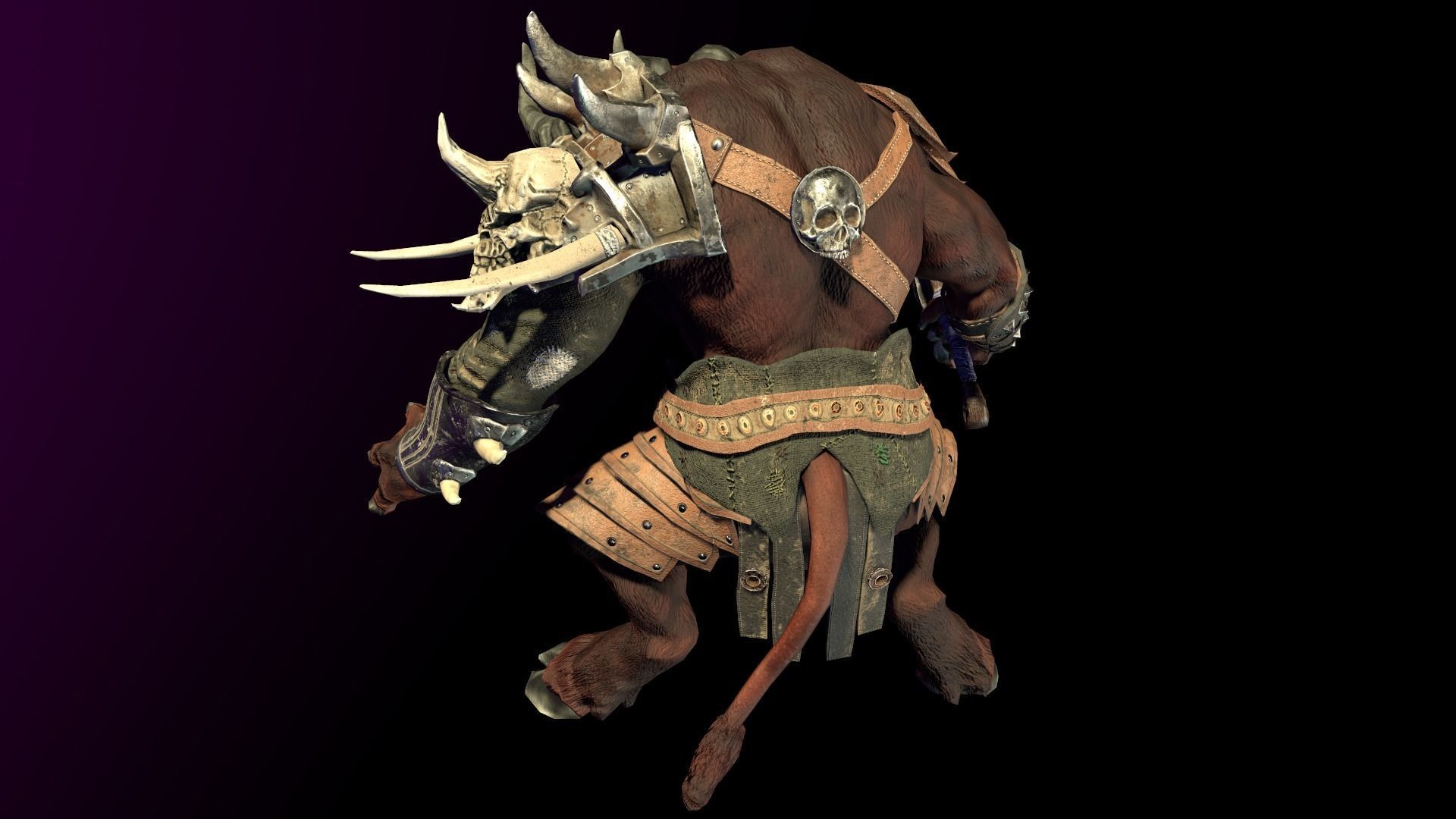 Minotaur animal with horns and armor Low-poly 3D model_11