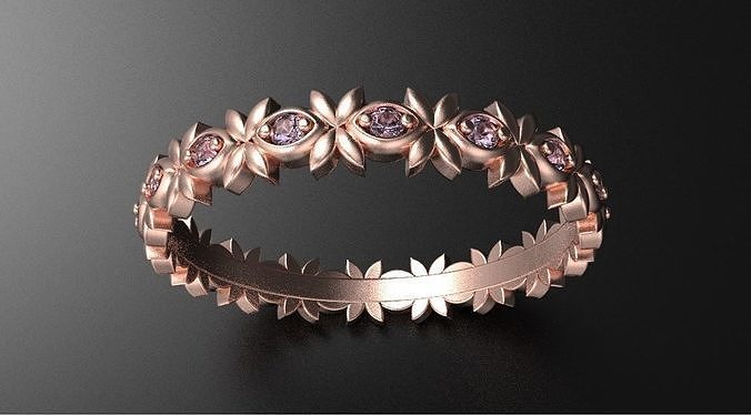 Floral ornament engagement ring 3D print model