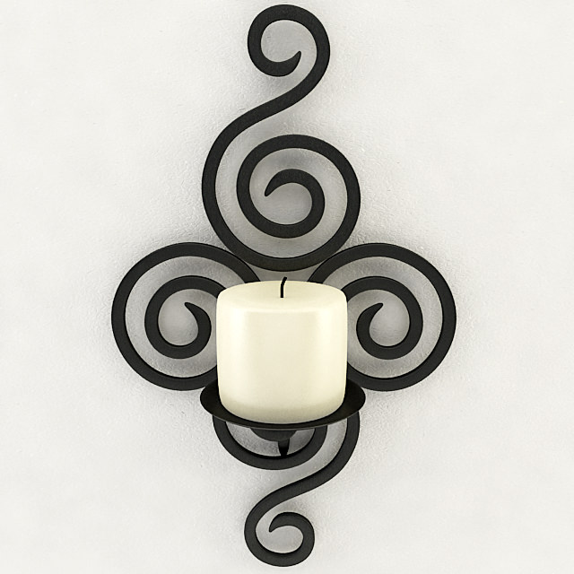 Wallmounted Iron Candle Holder 3D model_1